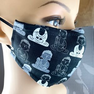 Handsewn Face Mask - Buddha - Black